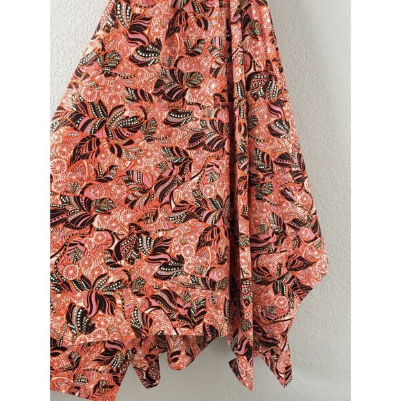 A.L.C. Adriana Handkerchief Hem Paisley Orange Open Back Smocked Midi Dress 6 - Picture 13 of 13